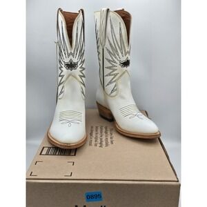 MEZCALERO - WHITE LEATHER "MEZCAL" WESTERN BOOTS Cobbiy Carter Sz 7 M VG